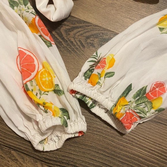 Flower Long Sleeve Front Tie Light Cover Up or Crop Top - Picture 5 of 6